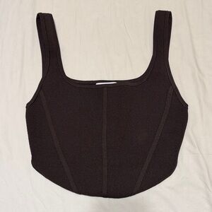 Babaton Sculpt Knit Square Neck Crop Top - Brown